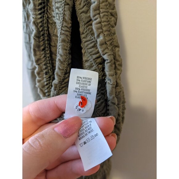 Aerie Green Smocked Strapless Jumpsuit Wide Leg One Piece Flowy Stretch Comfy XL - Picture 7 of 8